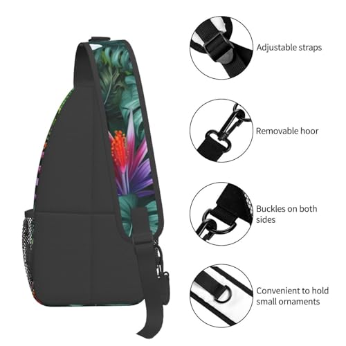 Bolso bandolera con estampado planta fucsia liviano ajustable miniatura 5
