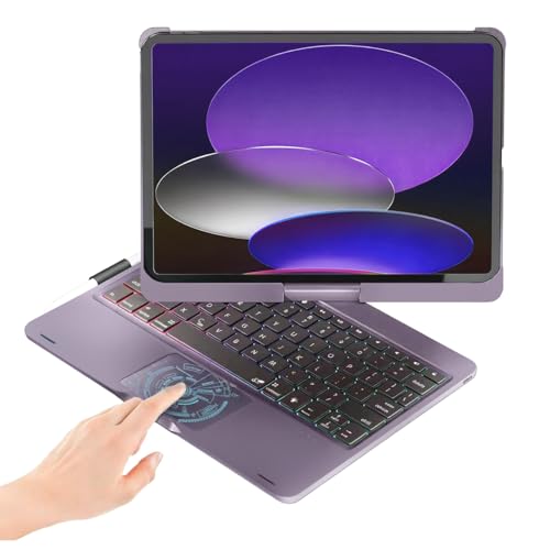 Image of BABG for iPad 10th 11th (A16) Case with Keyboard&iPad Air 11(M4,M3,M2),360Swivel,7 Use Modes,Rainbow Backlight Keyboard for iPad Pro 11(1st /2nd /3rd /4th Gen)&iPad Air 5th /Air 4th-Dark Purple