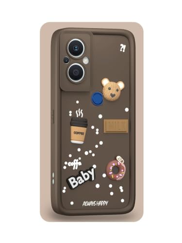 Image of Bintage Cute Fun Taddy Cartoon 3D Ball Bear Milk Donut Coffee Cup Silicon Case Full Body & Camera Protection Back Cover Compatible for MI Redmi 12C - Brown