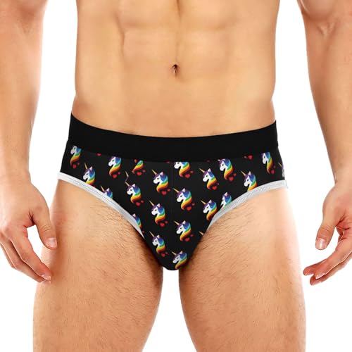 Classic Men's Briefs Underwear Unicorn Red Hearts Rainbow Breathable and Soft Comfort Triangle Underwear S-3XL - Main Image