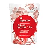 Brain Boost Tea By Higher Tea, Organic Mental Focus Drink Improves Memory Function Naturally, Enhances Clarity, Wellness Without Supplements, Caffeine Free