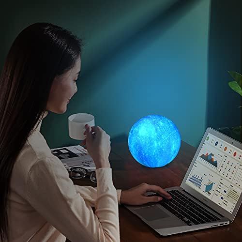 Moon Lamp CooPark 3D Printed Dimmable Timer Moonlight, 16 Colors with Stand & Remote & Touch Control & USB Rechargeable, Galaxy Night Lamp Decor Birthday Gifts for Lover Kids Friend Party(12cm/4.7'')