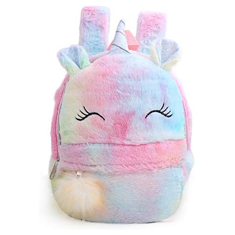 EsOfficce Plush Unicorn Backpack, Cute Mini Unicorn Backpack for Girls, Gift Toy Bags, School Bags for Nursery, Colorful Cover
