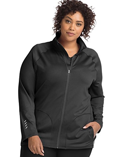 Just My Size Women's Plus Size Active Full-Zip Mock Neck Jacket, Black, 4X