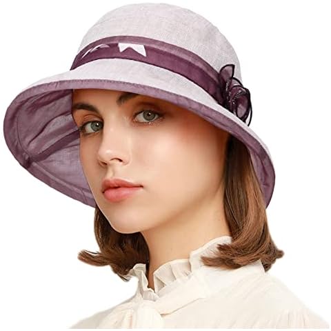 ColorSun Women's 1920S Retro Foldable Cap Rolled Brim Lady Vintage Style Cloche Stylish Bucket Hat Cover