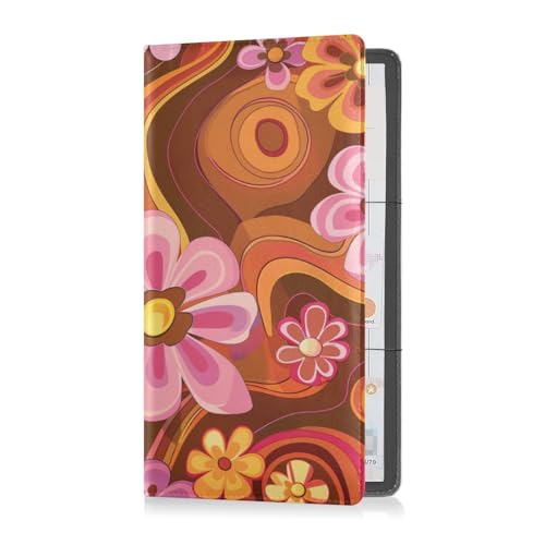 Porta carte di registrazione e assicurazione da da auto pelle PU Uomini Donne Portaoggetti Organizzare per i proprietari di da da auto Rimorchio Moto Barca Retro Groovy Hippie Fiori Pattern Multi 1 size