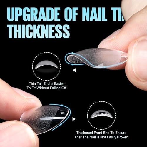 TOMICCA Short Almond Gel Nails - 504pcs Pre-Buffed No File Nail Tips, Semi-Matte Full Cover for Extensions - Image 4
