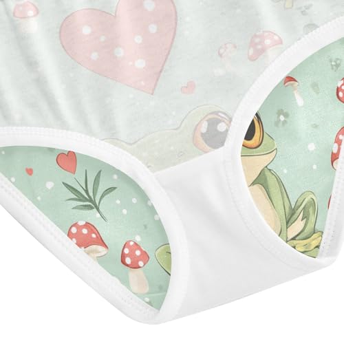 Wusikd Cute Frog Heart Girls' Underwear Cotton Mushrooms Girls Briefs Soft Toddler Underwear 2T3