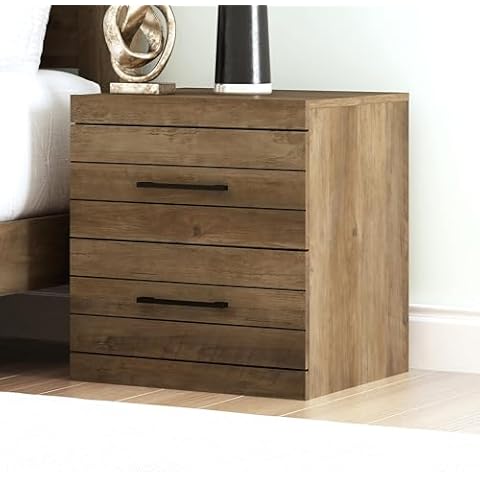 Galano Hamsper 2 Drawer Nightstand, Bedside Table, Night Stand, End Table, Sofa Side Table for Bedroom, 16.3" D x 18.9" W x 20.3" H, Knotty Oak Cover