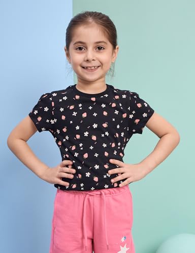 Image of Amazon Brand - Symbol Girls 100% Cotton Graphic Printed Half Sleeves T-Shirt | Age 2-14 Years (Combo Pack of 3 and 5)