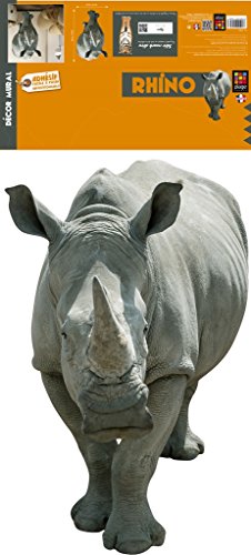 Sticker autocollant Rhinocéros, déco murale unique, photo réaliste, 59 cm X 95 cm, pour amoureux des animaux, décoratif et déco intérieure.