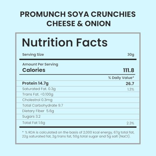 Image of PROMUNCH Roasted Soya Crunchies, Cheese & Onion Flavour 270g Jar, Gluten Free High Protein Snack, Roasted Not Fried, Plant Based Munching for Work, Travel and Post Workout