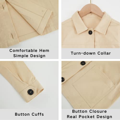 Image of Boys Button Down Coat Long Sleeve Casual Jacket Basic Outerwear with Pockets