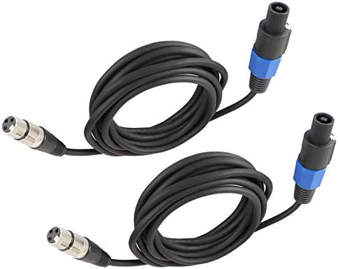 HBU 10FT Pack of 2 SpeakOn to XLR Cable - 2pcs 10 Feet Audio Jack Speak-On Male to 3 Pole XLR Female Extension Wire - Pro DJ PA Gig Stage Microphone Mic 3 Pin Connection Wiring with Twist Lock
