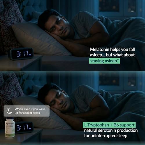 Image of Sleep Supplement with Melatonin, L Tryptophan & L Theanine for 360 Support for Sleep Onset, Continuity, Recovery | Includes Vit B6, Helps Fall Asleep, Stay Asleep, Wake Rested-60 servings