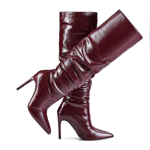 Elisabet Tang Women's Closed Toe Heeled Boot Pointed Toe Shoes Stiletto Heels Slip On Slouchy Knee High Boots For Women Sexy Dress Shoes3