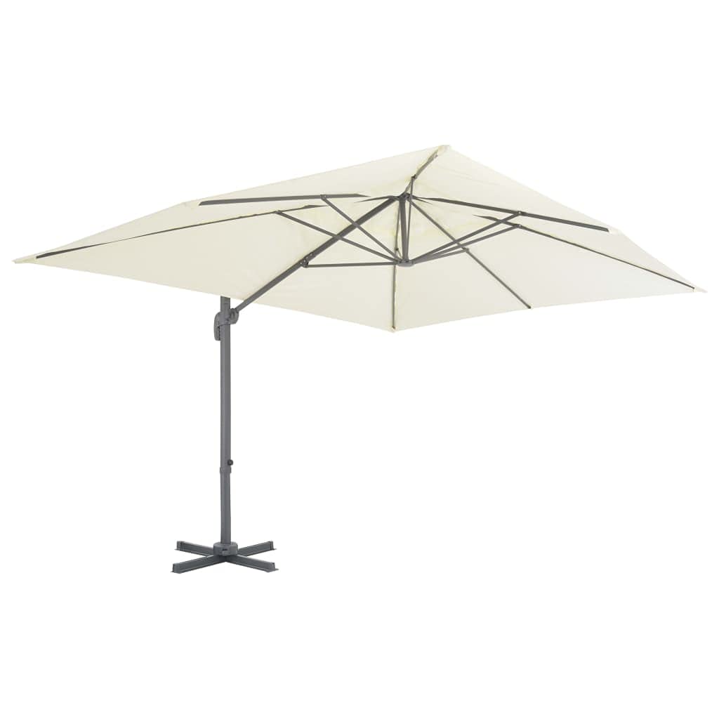 Homgoday Sombrilla jardín voladiza con Palo de Aluminio Arena 400x300 cm Sombrilla de Jardín,Protección UV Sombrilla Jardín Grande Orientable Jardín Parasol Balcón