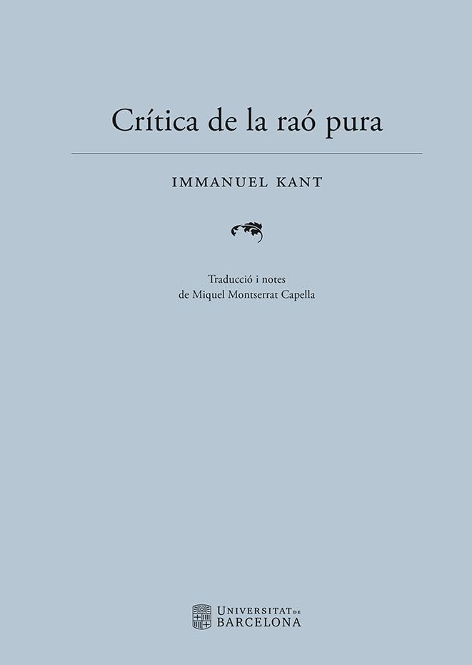 Crítica de la raó pura (Filosofia UB. Sèrie Magna)