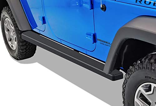 Estribos negros APS Premium 4in para Jeep Wrangler JK 07-18 miniatura 4