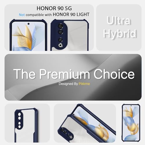 Image of Pikkme Honor 90 5G Back Cover | Crystal Clear Transparent Back | Ultra Hybrid | Full Camera Protection | Raised Edge | Bumper Back Case (Blue)