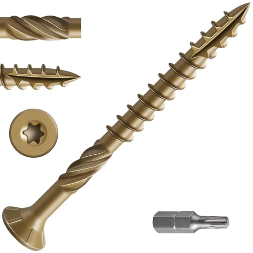 Wensilon #10 * 2-1/2" Deck Screws, (1214pcs) 15 lbs.Exterior Wood Screws, Rust Resistant epoxy Coated, Bronze, T25 Star Bit