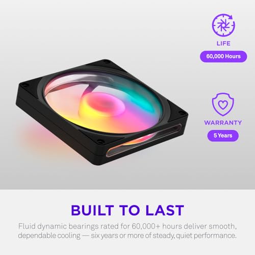 Image of NZXT F140 RGB - 140mm PWM RGB PC Case Fan, 8 LEDs - Black