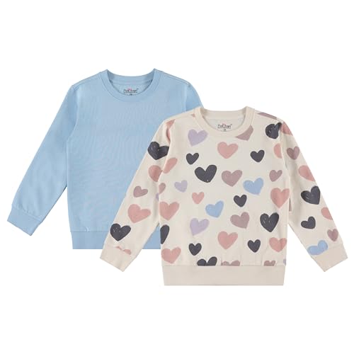 Pink Angel 2-Pack Girls Fleece Crewneck Sweatshirts – Soft Cotton Blend Pullover Tops for School, Play, and Layering