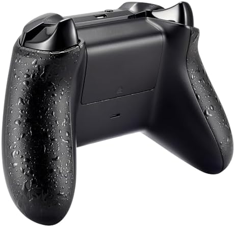 eXtremeRate Textured Black Back Panels, Comfortable Non-Slip Side Rails, 3D Splashing Handles, Game Improvement Replacement Parts for Xbox One X & Xbox One S Controller - 3