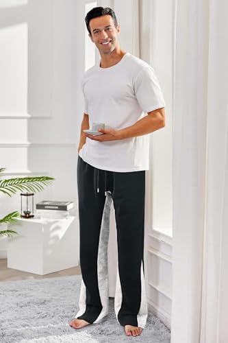 GINGTTO Mens Sweatpants Open Bottom Patchwork Stacked Paint Track Pants4