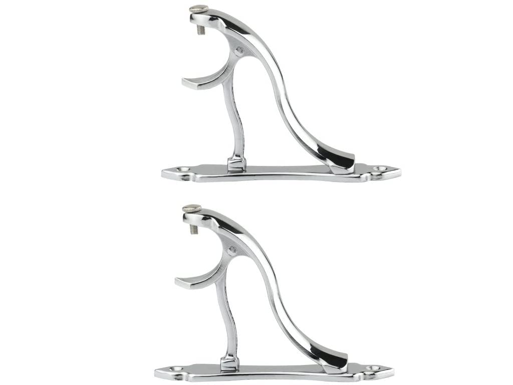 Ferio Heavy Curtain Bracket Steel Rod Holder for Door and Window Acceessories 1 Inch Rod Chrome Finish Set of 10 (Zinc Alloy Chrome) (Silver Color) 1