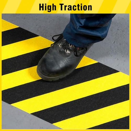 S&X Black/Yellow Anti Slip Tape 12" x 33 FT, Heavy-Duty Grip Tape for Stairs Outdoor Waterproof Safety Non Skid Roll High Traction Non Slip Treads with Hard-Wearing Surface