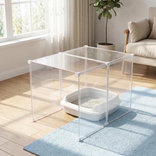 Arenero de gatos con tapa cerrada impermeable transparente de 24x18x18 pulgadas antiderrame 5