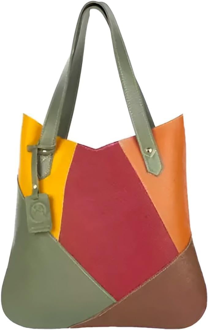 Bolsa Feminina de Ombro em Couro Legítimo – Modelo Minimalista, Durável, Leve e Sofisticado com Zíper| Colorida