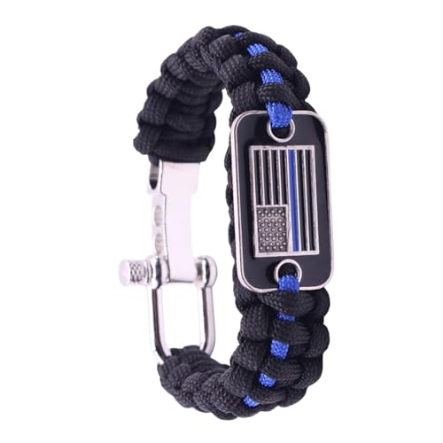 Bracelet en corde de parachute noire, bracelet en corde de parachute noire, bracelet en corde 550 avec drapeau des États-Unis, bracelet américain pour homme...