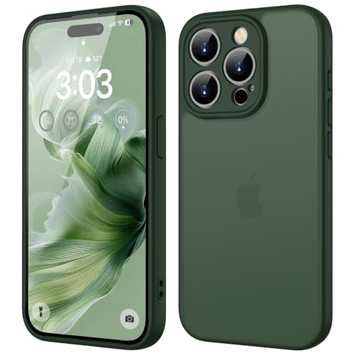 ORDA für iPhone 14 Pro Hülle 6 1 Zoll Vollständiger Kameraschutz Stoßfest Kratzfest Transluzente Rückseite Schutzhülle Anti-Fingerabdruck Matt Handyhülle für iPhone 14 Pro Grün