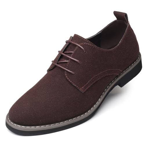 Image of Men's Suede Lace Up Oxfords Classic Wing Tips Dress Shoes Casual Luxury Business Work Office Derby Shoes