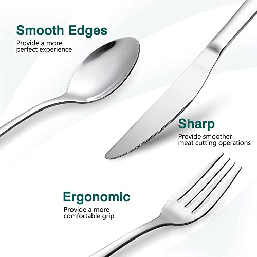 vancasso Cutlery Set for 12 People, 18/10 Stainless Steel Knife and Fork Sets, 60 Piece Flatware Set,Tableware Silverware with Knife/Dinner Spoon/Tea Spoon/Dessert Fork, Dishwasher Safe