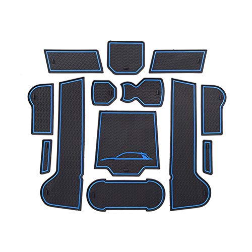 Tapis anti-poussière VW T-Roc bleu pour porte et porte-gobelet