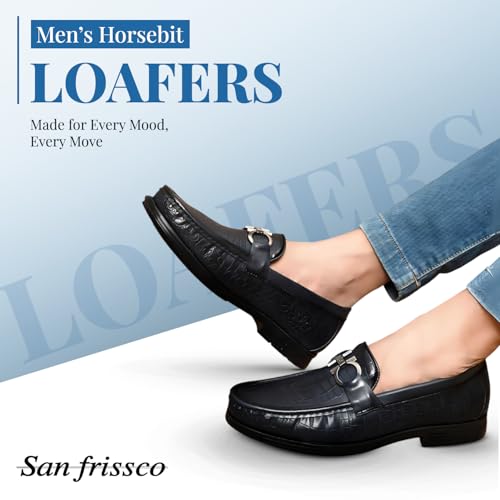 Image of San Frissco Men's Lightweight Horsebit Loafer Lightweight Woven Moccasins Formal, Casual Driving Shoes for Men /Synthetic Leather /Cushioned Footbed Designed for All Seasons