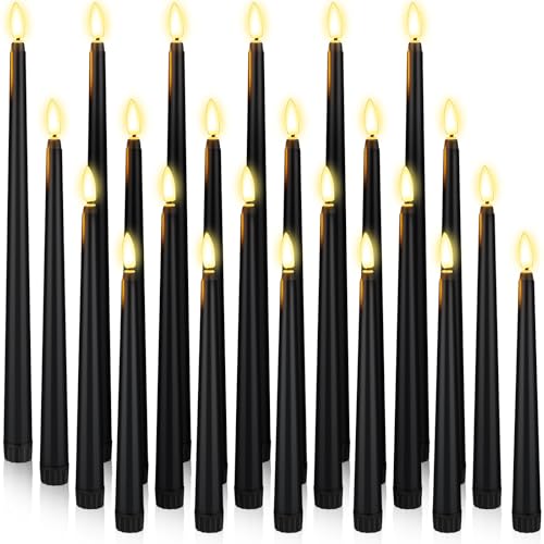 Image of Rossesay 24 Pcs Flameless LED Taper Candles Battery Operated Candle 8.5 inch, 9.65 inch, 10.8 inch, 12.8 inch Flameless Candlesticks Flickering for Christmas Church Wedding Indoor Decoration(Classic, Black)