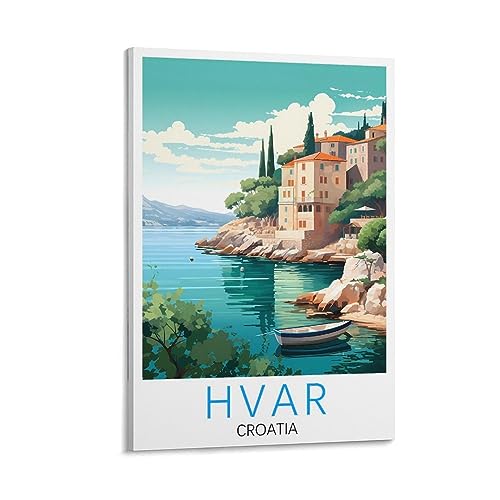 Poster Hvar Croatie 20x30 cm impression sur toile pour décoration de salon et de bureau