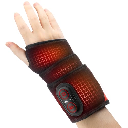 Yincook Cordless Wrist Heating Pad with Vibration, Rechargeable Heated Wrist Brace for Arthritis, Carpal Tunnel Relief, Heated Wrist Brace, Wrist Wrap Relief, Black