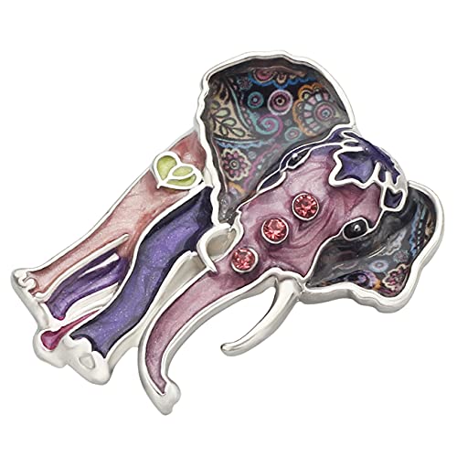 WEVENI Enamel Alloy Rhinestone Elephant Brooch Purple Pins for Women Lady Girl Scarf Dress Suit Accessories Fashion Jewelry Charm (Violet)2