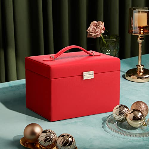 Vlando City Beauty Medium Jewelry Box, Faux Leather Jewelry Organizer Gift For Women -Red #TOP1
