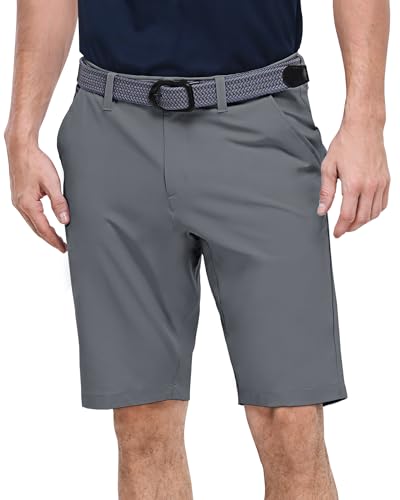 Outdoor Ventures Pantaloncini da golf da uomo, UPF 50+, elasticizzati, Dry Fit, da 11', ad asciugatura rapida, con tasche per il golf, grigio., 48
