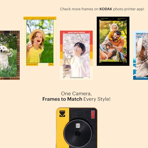 KODAK Mini Shot 3 Retro 4PASS 2-in-1 Instant Digital Camera and Photo Printer (3x3 inches) Initial 8 Sheets + 60 Sheets Cartridge Bundle, Yellow (NOT Zink)