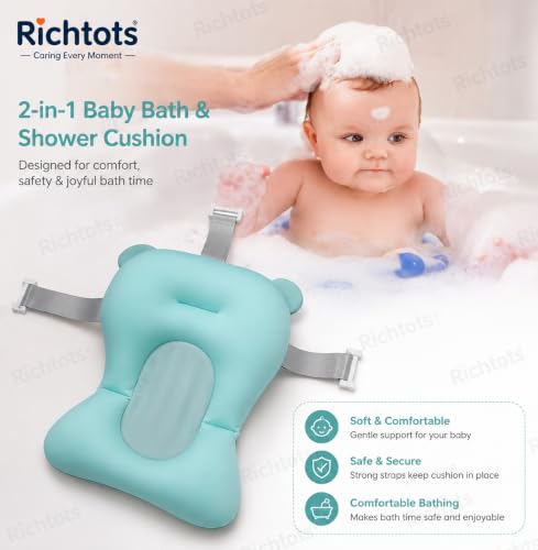 Image of Premium Soft and Safe Baby Bath Cushion for Comfortable Bathing (Blue)
