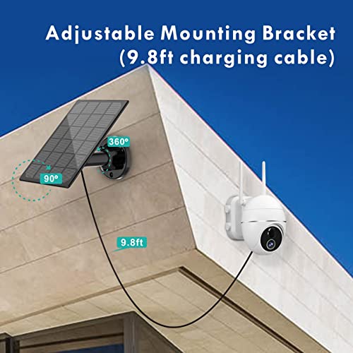 Solar Panel For Wireless Outdoor Security Camera Compatible With Dc 5V Rechargeable Battary Powered Surveillance Cam, Continuous Solar Power For Camera(No Camera) #TOP3