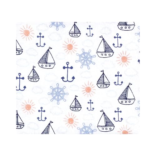 Image of Hudson Baby Cotton Flannel Receiving Blankets 4-Pack, Sunshine And Sailboats, One Size