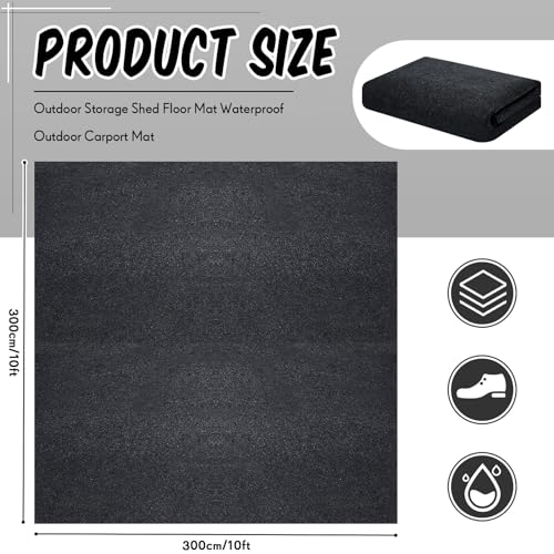Image of Haull Shed Floor Mat 10 x 10 ft, Outdoor Storage Sheds Flooring Mat with Waterproof PE Backing, Absorbent Felt Top, Non Slip Washable Protector Rug for Garden, Garage, Carport, Shed Not Included